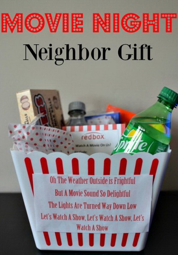 Christmas Neighbor Gift Ideas: Movie Night Neighbor Gifts