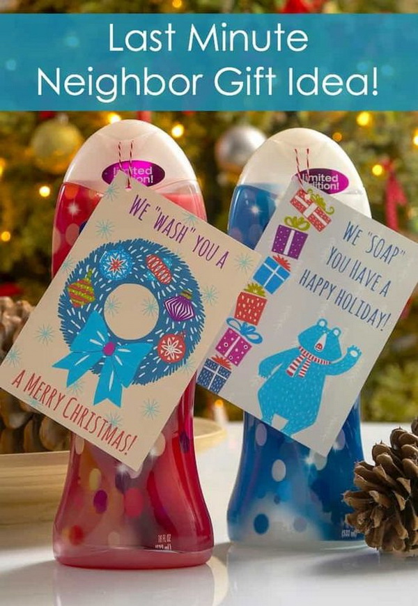 Christmas Neighbor Gift Ideas: Delicious Smelling Body Wash Products with Colorful Tags