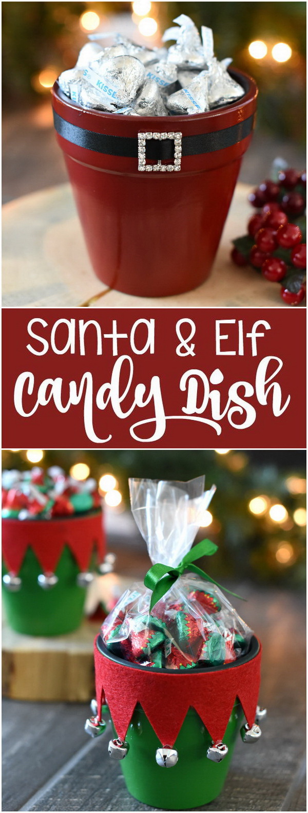 Elf & Santa Candy Pot Gift Idea. 