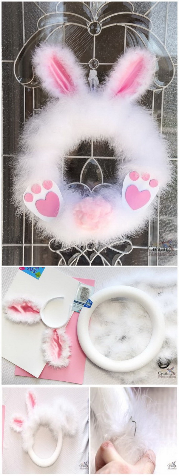 DIY Easter Wreath Ideas: DIY Fluffy Easter Bunny Wreath. 