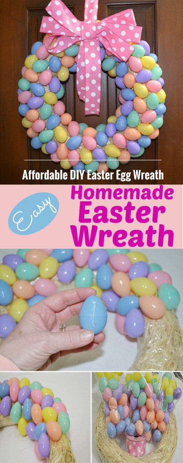 DIY Easter Wreath Ideas: Affordable DIY Easter Egg Wreath. 
