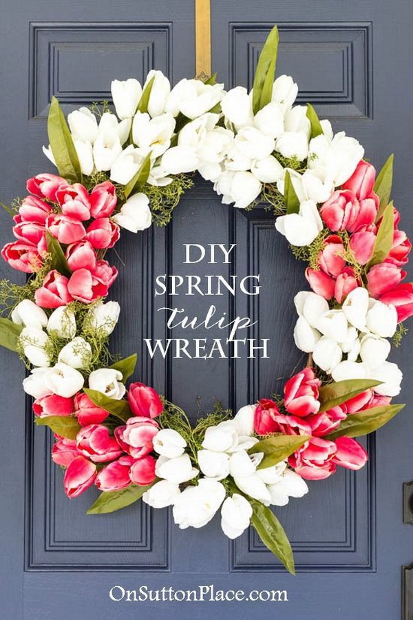 DIY Easter Wreath Ideas: DIY Spring Tulip Wreath. 