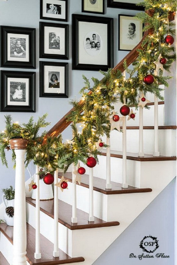 30+ Festive Decoration Ideas for Christmas Staircase.