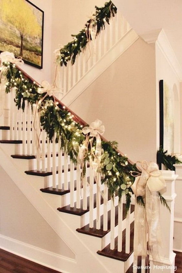 30+ Festive Decoration Ideas for Christmas Staircase.