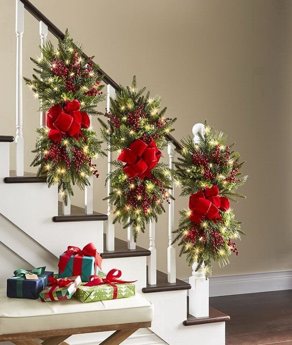 30+ Festive Decoration Ideas for Christmas Staircase.