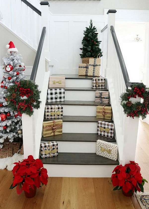 30+ Festive Decoration Ideas for Christmas Staircase  Listing More